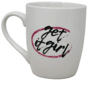 Wholesale - 16oz White Bullet Mug: "Get It Girl" in Black inside a Hot Pink Circle C/P 36, UPC: 634894026862
